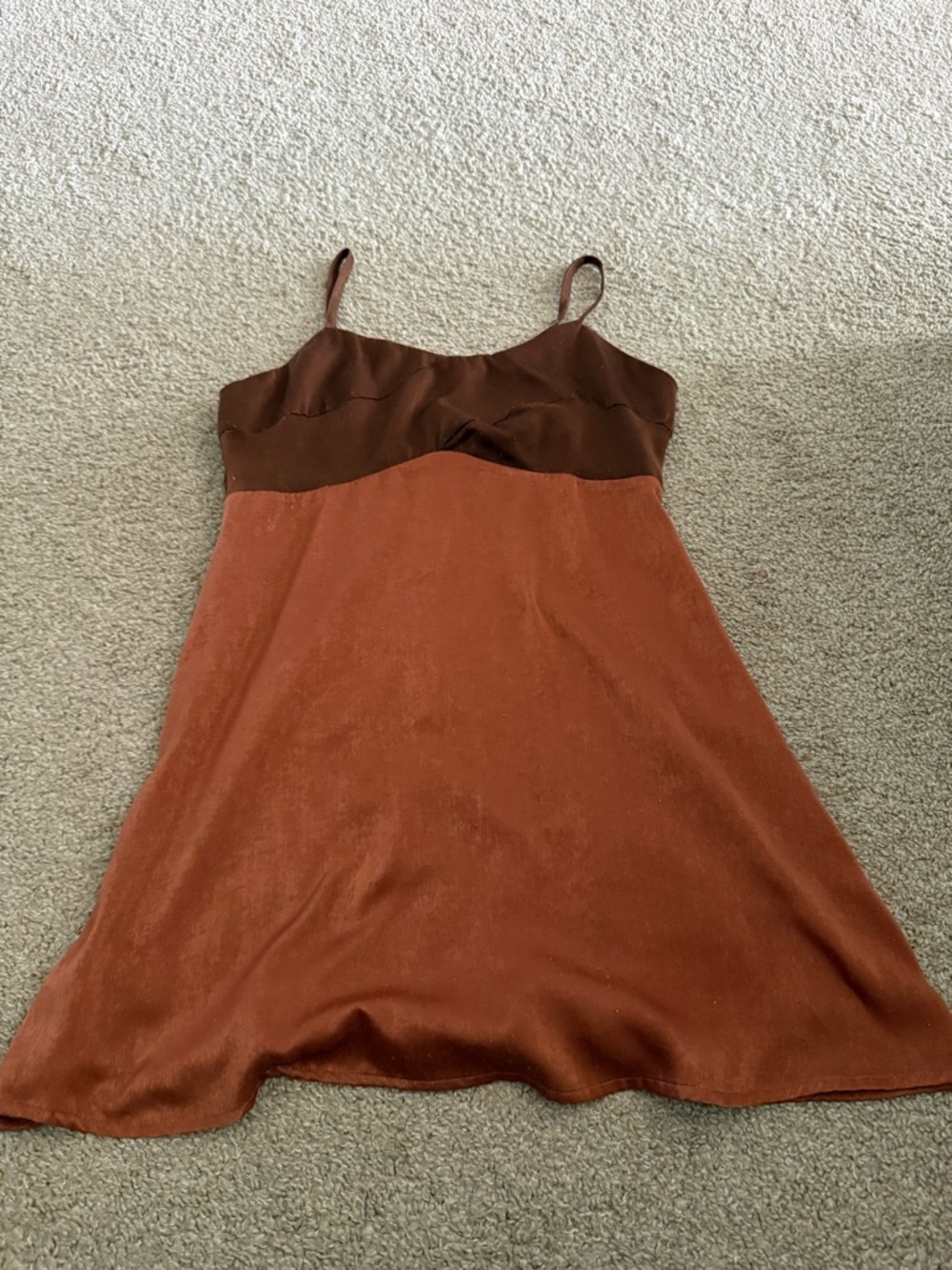 miami brown and rust satin slip dress